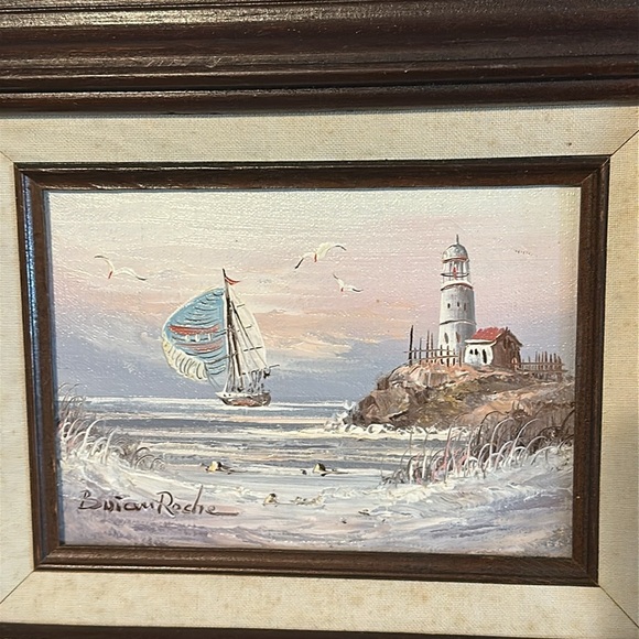 Vintage Hand Painted Signed Brian Roche Original Seascape Plein Air Oil Painting - Picture 4 of 5